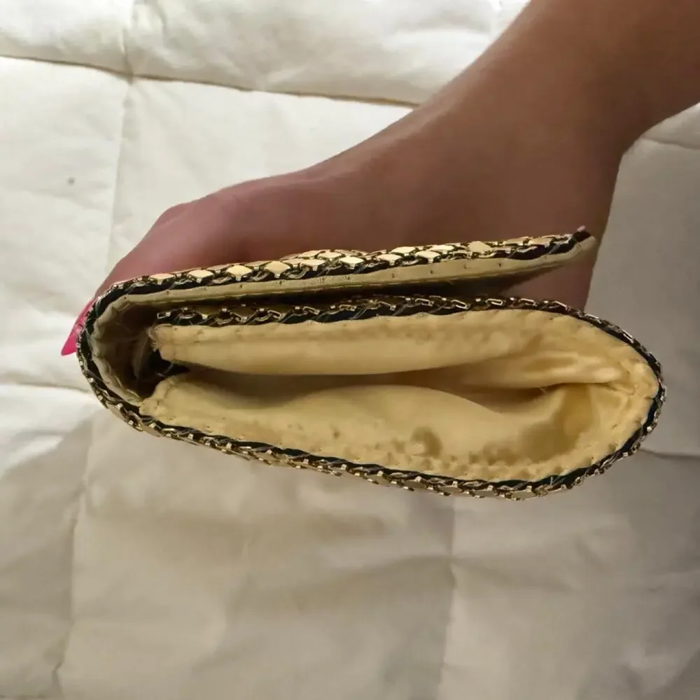 Jessica mcclintock gold mesh clutch